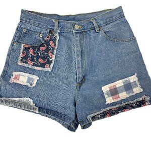 Carolina Blues light wash patch Cottage Core Shorts Vtg